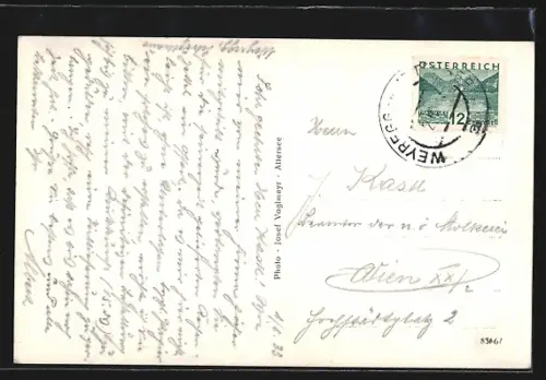 AK Weyregg am Attersee, Ortsansicht aus der Vogelschau