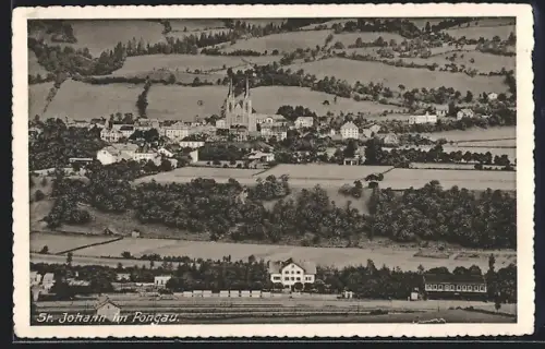 AK St. Johann im Pongau, Gesamtansicht mit Bahnhof aus der Vogelschau