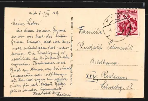 AK Küb am Semmering, Totalansicht mit Umgebung aus der Vogelschau