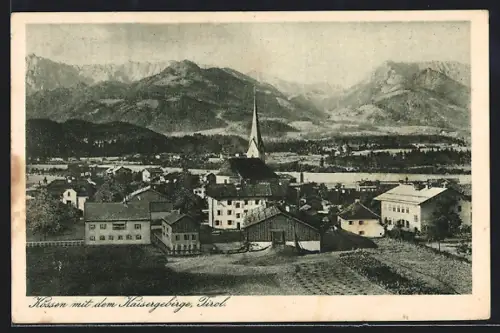 AK Kössen, Totalansicht mit Kaisergebirge