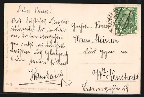 AK Gloggnitz /N.-Ö., Gesamtansicht mit Rax, Feuchter u. Gahns