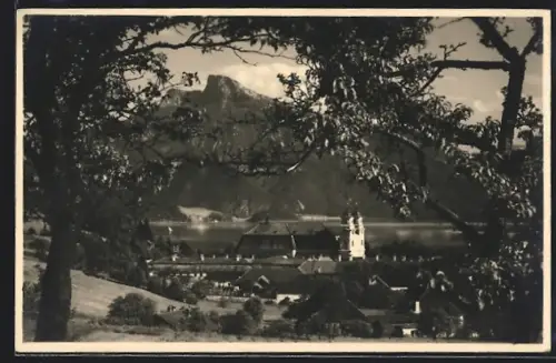AK Mondsee, Teilansicht mit Kirche