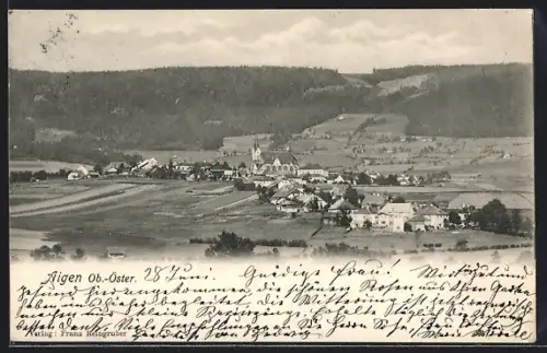 AK Aigen /Ob.-Öster., Ortsansicht mit Kirche
