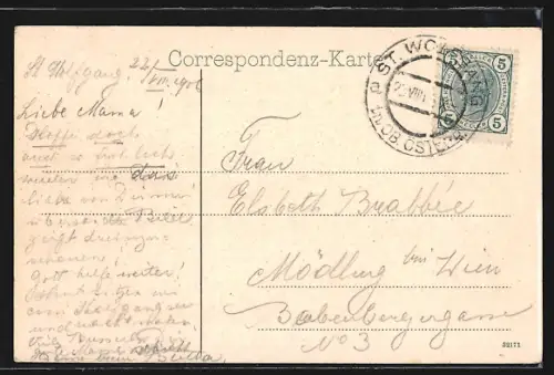 AK St. Wolfgang, Panorama mit dem Schafberg