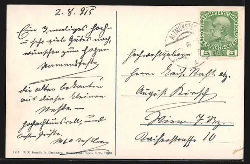 AK Altmünster / Salzkammergut, Ortsansicht mit Kirche und Bergmassiv