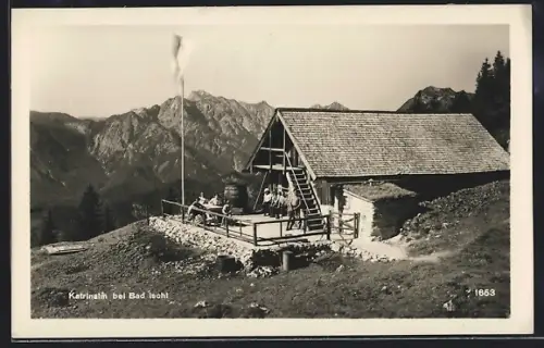AK Bad Ischl, Katrinalm mit Hochgebirge
