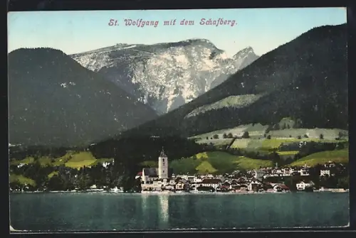 AK St. Wolfgang, Panorama mit Schafberg
