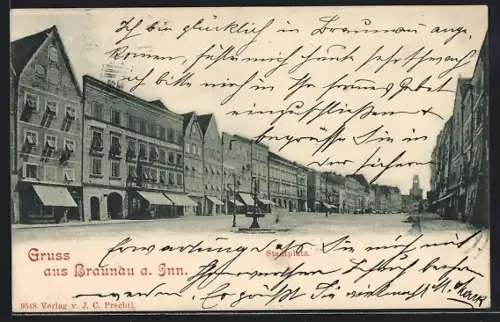 AK Braunau a. Inn, Ortspartie mit Stadtplatz