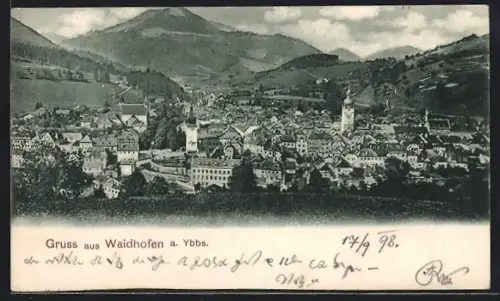 AK Waidhofen a. Ybbs, Ortsansicht vom Berghang aus