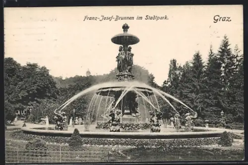 AK Graz, Franz-Josef-Brunnen im Stadtpark