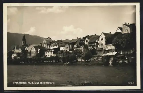 AK Frohnleiten /Steiermark, Ortsansicht von der Mur aus