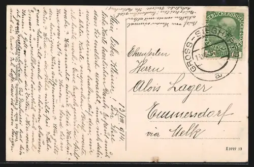 AK Gr. Siegharts /N.-Ö., Totalansicht mit Gewässer aus der Vogelschau