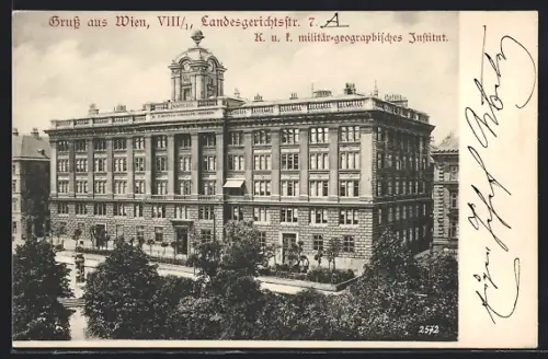 AK Wien, K. u. k. militär-geographisches Institut, Landesgerichtsstrasse 7