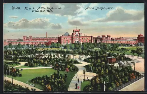 AK Wien, Artillerie-Arsenal und Maria Josefa-Park aus der Vogelschau