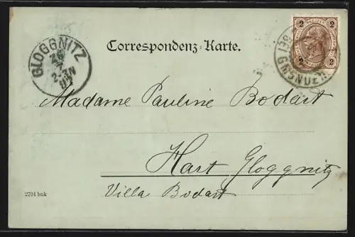 AK Gmunden, Teilansicht mit Bergen