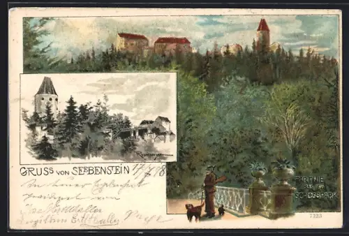 Künstler-AK Seebenstein, Partie im Schlosspark