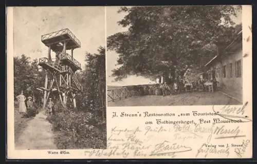 AK Mauerbach, J. Strenns Restauration zum Touristen am Tulbingerkogel, Aussichtsturm