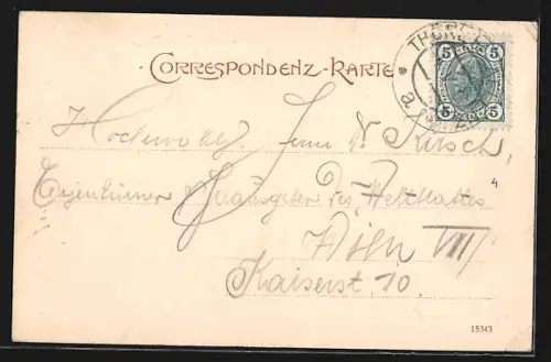 AK Thörl, Ortsansicht mit Ruine