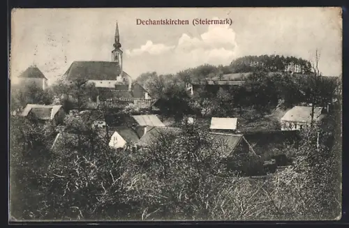 AK Dechantskirchen /Steiermark, Ortspanorama mit Kirche