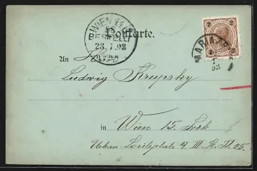 Mondschein-AK Maria-Zell, Ortsansicht im Vollmondlicht