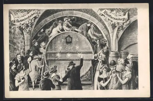 AK Klosterneuburg, Besucher beim Fasselrutschen