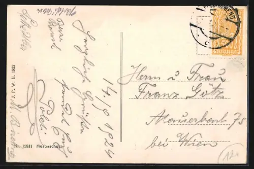 Künstler-AK Maria-Ellend, Ortsansicht mit Hotel A. Strasser