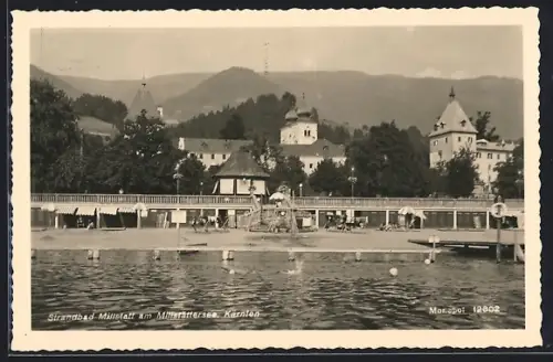 AK Millstatt a. Millstättersee, Blick auf Strandbad