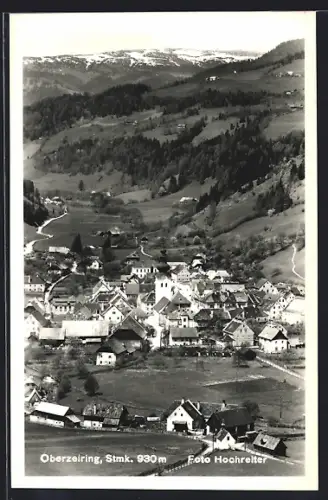 AK Oberzeiring, Blick auf den Ort von einer Anhöhe aus