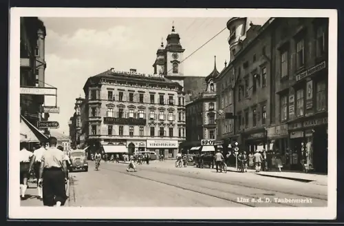 AK Linz / Donau, Strassenpartie am Taubenmarkt