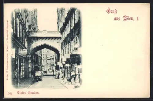 AK Wien, Tiefer Graben, Strassenpartie mit Tordurchgang