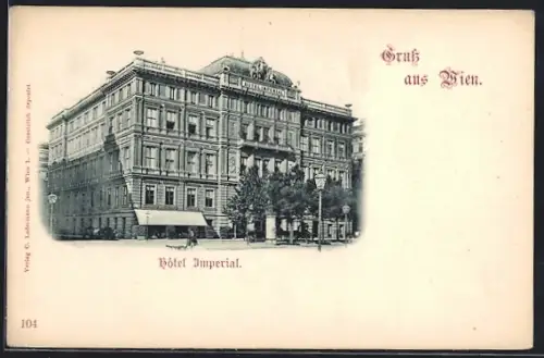 AK Wien, Hotel Imperial, Litfasssäule