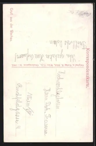 AK Melk, Landkarte mit den Ortschaften an der Donau