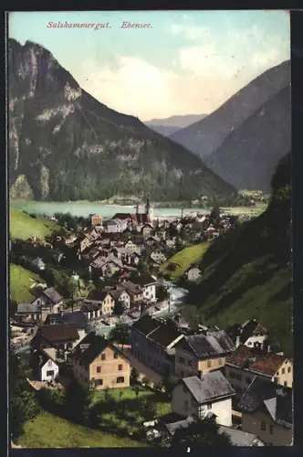 AK Ebensee /Salzkammergut, Ortsansicht aus der Vogelschau