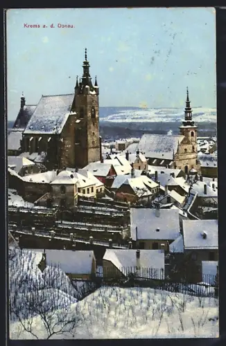 AK Krems a. d. Donau, Ortsansicht im Schnee