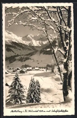 AK Mittelberg i. Kl. Walsertal, Ortsansicht mit Schafalpköpfen