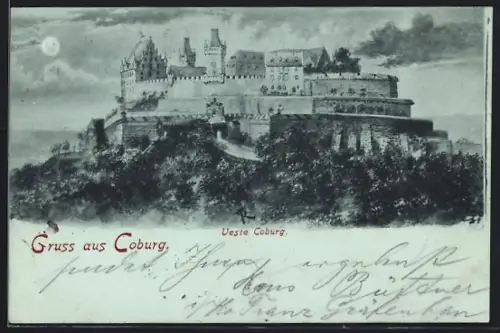 Mondschein-AK Coburg, Veste Coburg