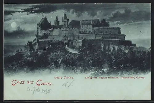 Mondschein-AK Coburg, Veste Coburg