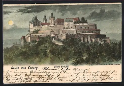 Mondschein-AK Coburg, Veste Coburg