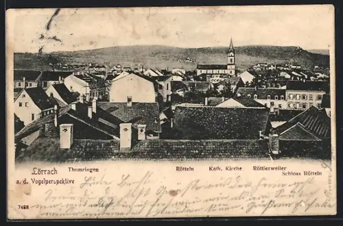 AK Lörrach, Rötteln, Kath. Kirche, Röttlerweiler, Schloss Rötteln, Vogelsperpektive
