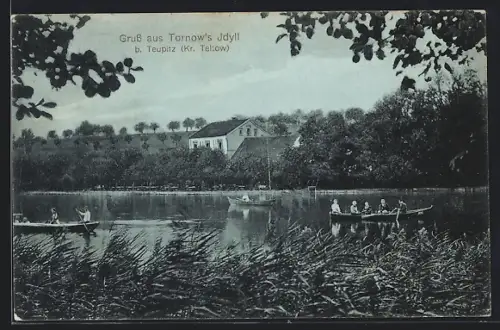 AK Teupitz /Teltow, Tornow`s Idyll, Ruderboote auf dem See