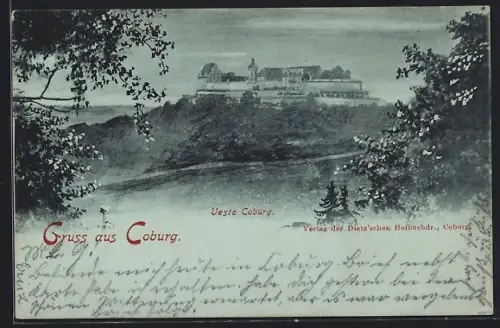Mondschein-AK Coburg, Veste Coburg