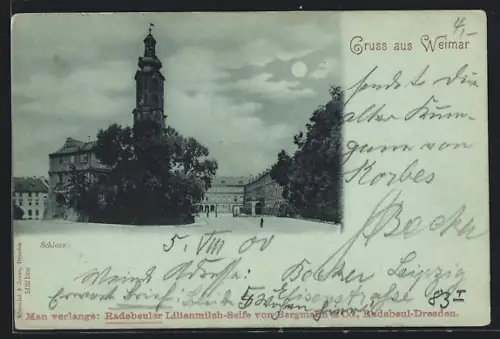 Mondschein-AK Weimar / Thüringen, Schloss