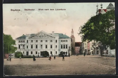 AK Bautzen, Stadttheater, Blick nach dem Lauenturm