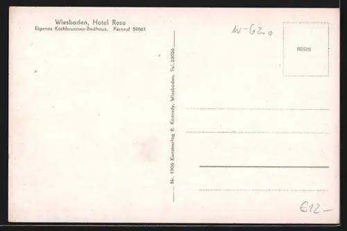 AK Wiesbaden, Hotel Rose, Am Kochbrunnen-Park, 