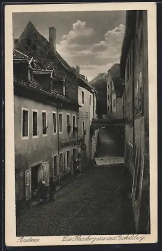 AK Bautzen, Partie in der Fleischergasse mit Gickelsberg