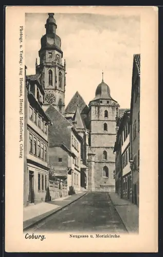 AK Coburg, Neugasse u. Morizkirche