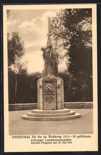 AK Coburg, Ehrenmal für die im Weltkrieg 1914-18 gefallenen Coburger Landsmannschafter