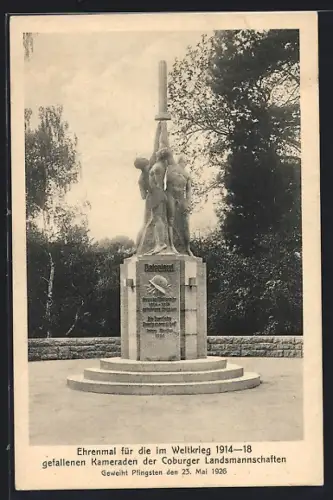 AK Coburg, Ehrenmal für die im Weltkrieg 1914-18 gefallenen Kameraden der Coburger Landsmannschaften