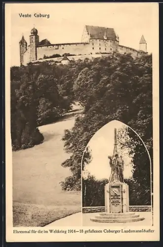 AK Coburg, Veste Coburg, Ehrenmal für die im Weltkrieg 1914-18 gefallenen Coburger Landsmannschafter