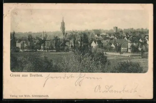 AK Bretten, Teilansicht mit Kirche